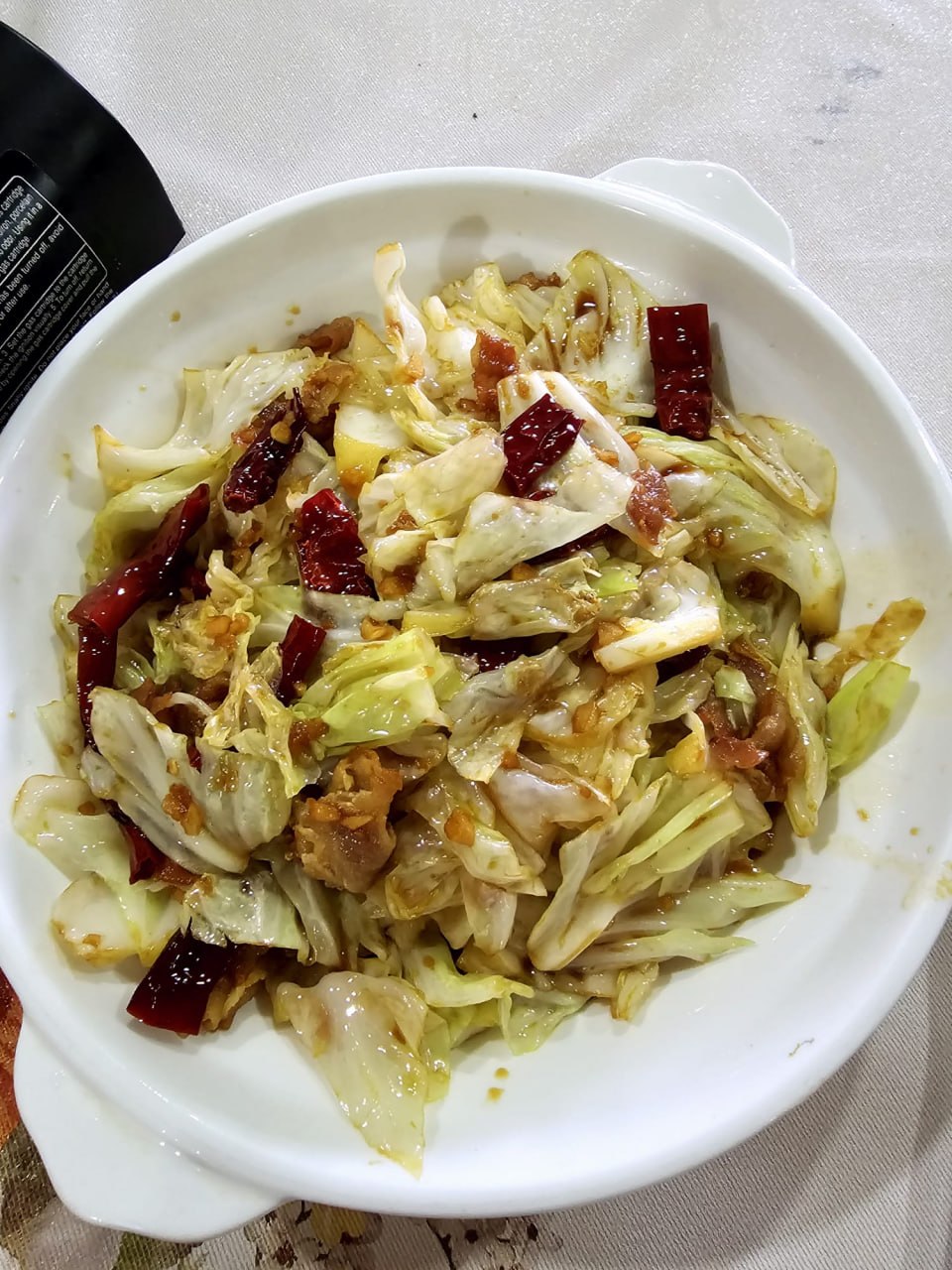 Stir Fried Cabbage with Dried Chilli